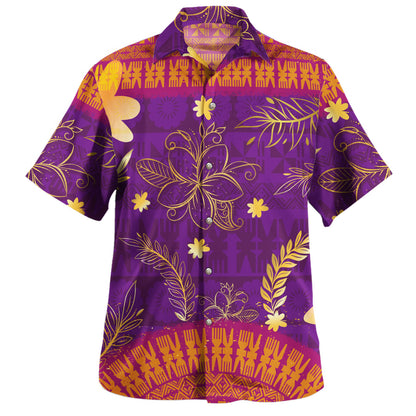 Fiji Hawaiian Shirt Fiji Tapa Tropical Plumeria Flowers Bouquet