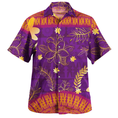 Fiji Hawaiian Shirt Fiji Tapa Tropical Plumeria Flowers Bouquet