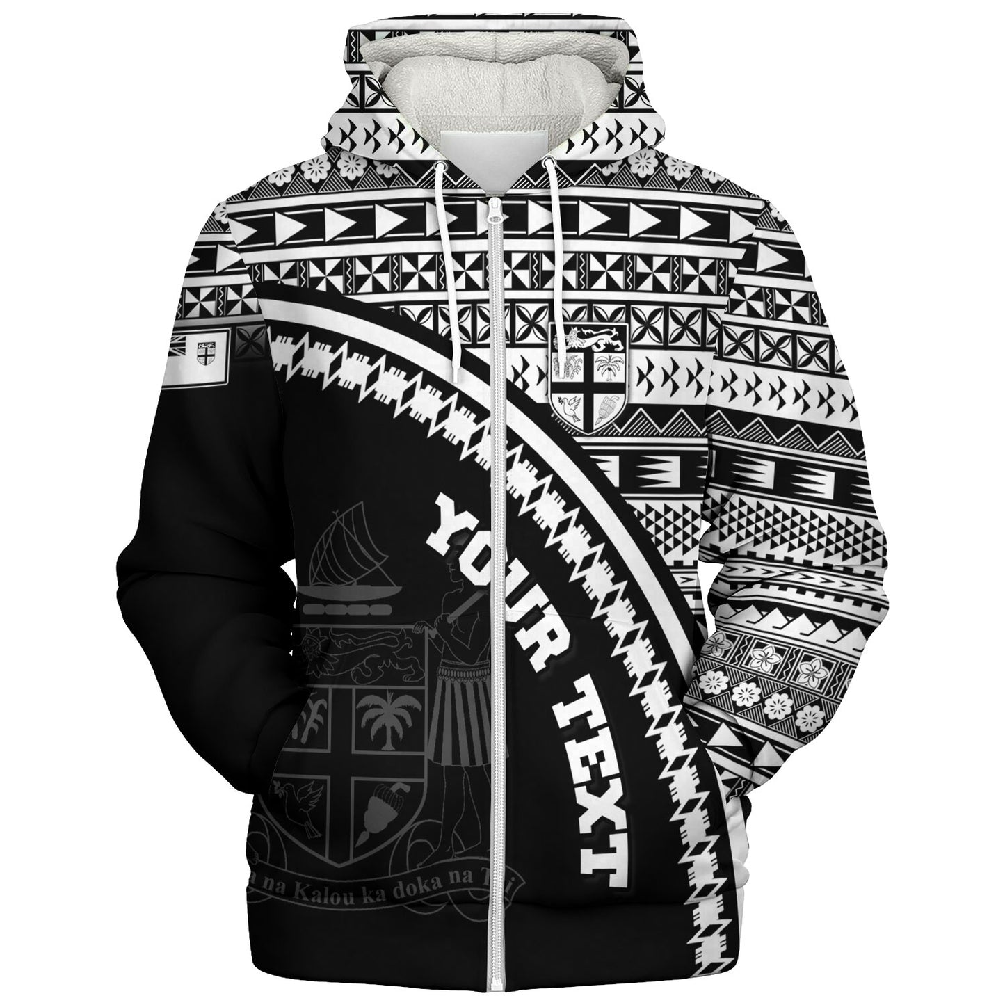 Fiji Custom Personalised Sherpa Hoodie Fijian Kesakesa Masi Patterns Curve Style