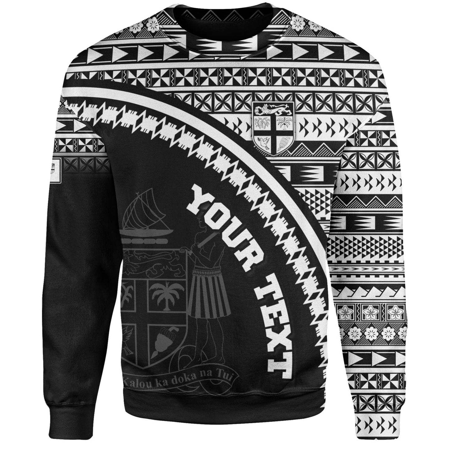 Fiji Custom Personalised Sweatshirt Fijian Kesakesa Masi Patterns Curve Style