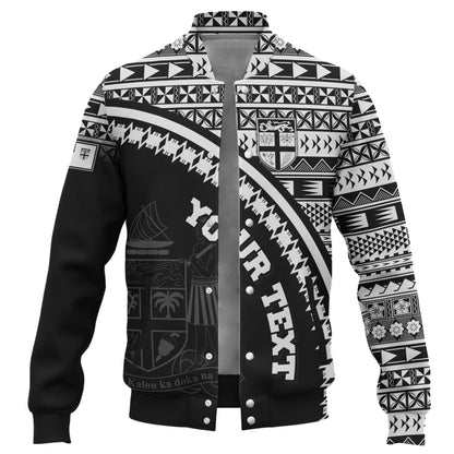 Fiji Custom Personalised Baseball Jacket Fijian Kesakesa Masi Patterns Curve Style