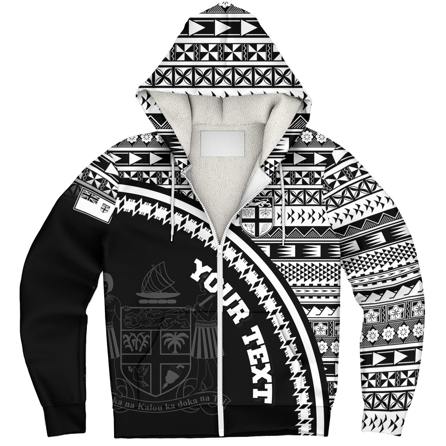 Fiji Custom Personalised Sherpa Hoodie Fijian Kesakesa Masi Patterns Curve Style