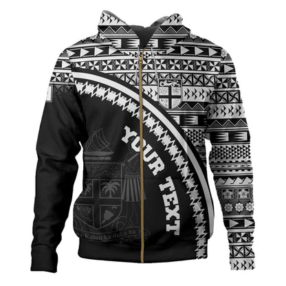 Fiji Custom Personalised Hoodie Fijian Kesakesa Masi Patterns Curve Style
