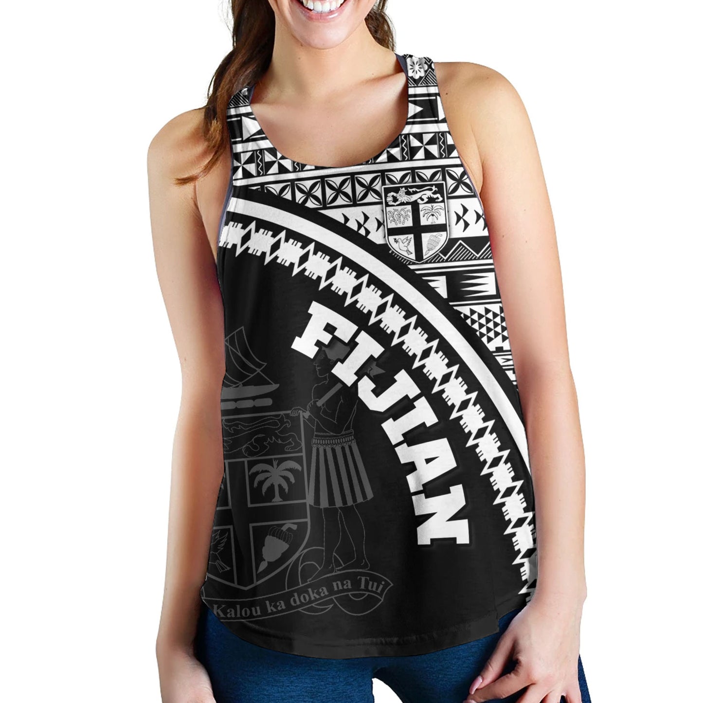 Fiji Custom Personalised Women Tank Fijian Kesakesa Masi Patterns Curve Style