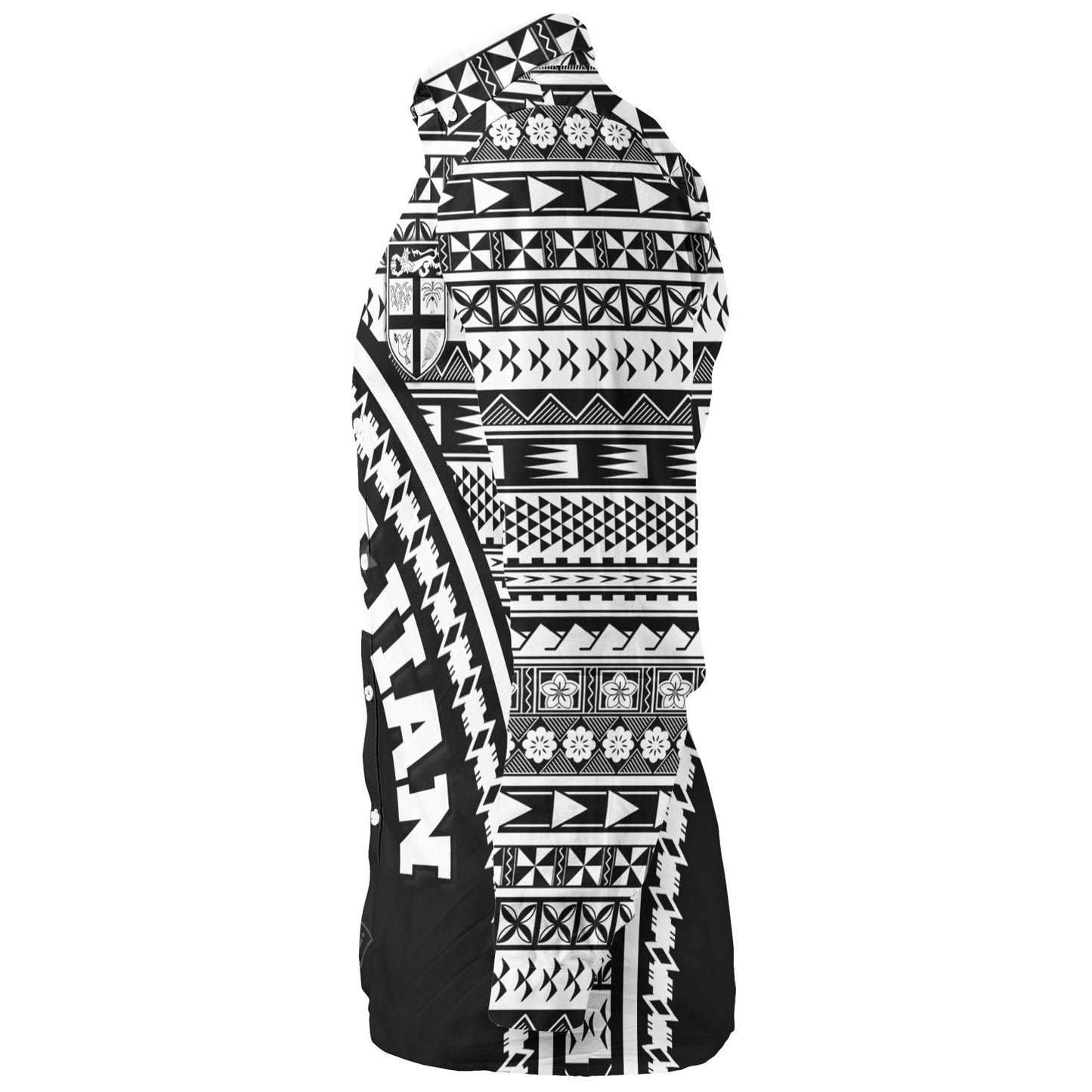 Fiji Custom Personalised Long Sleeve Shirt Fijian Kesakesa Masi Patterns Curve Style