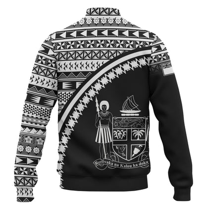 Fiji Custom Personalised Baseball Jacket Fijian Kesakesa Masi Patterns Curve Style