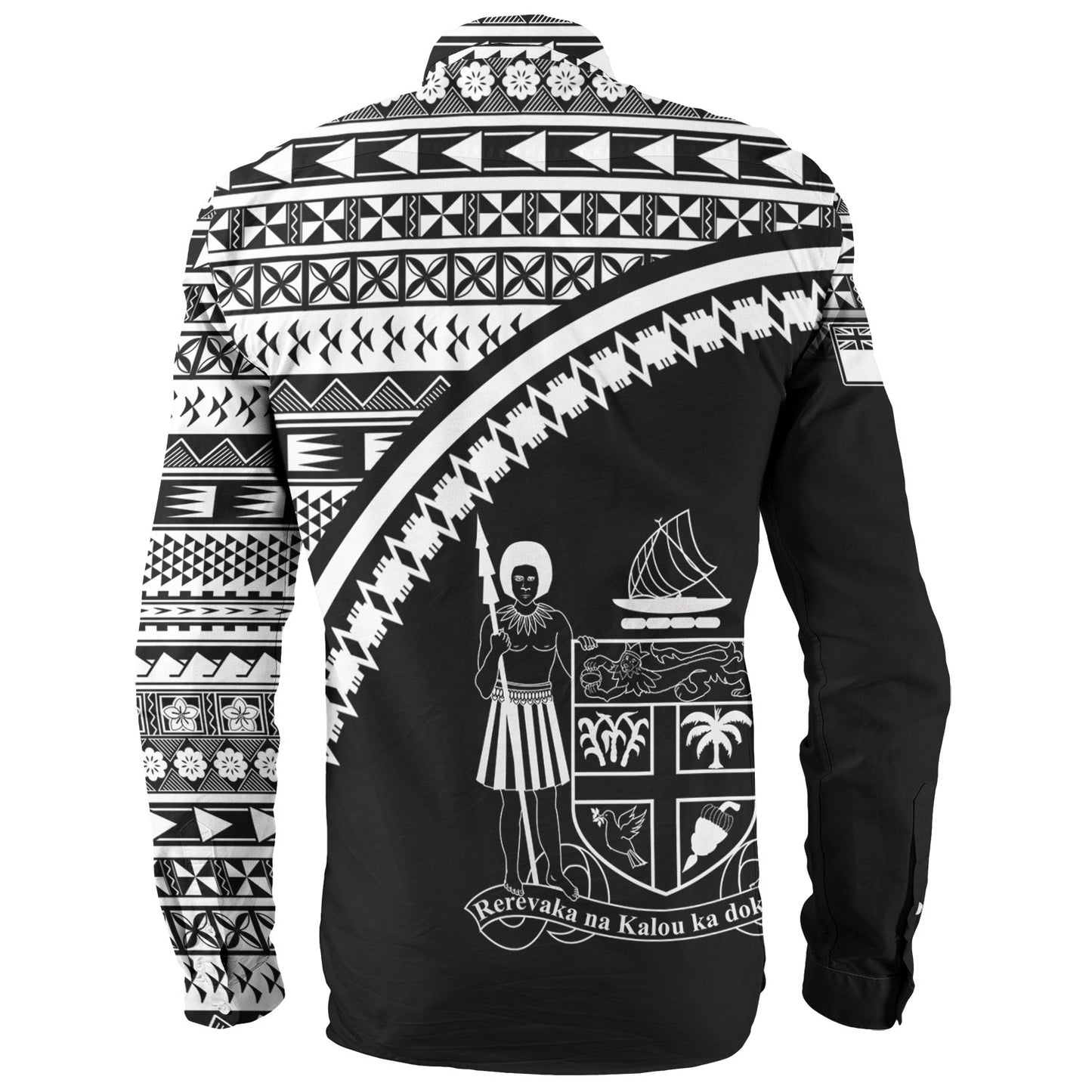 Fiji Custom Personalised Long Sleeve Shirt Fijian Kesakesa Masi Patterns Curve Style