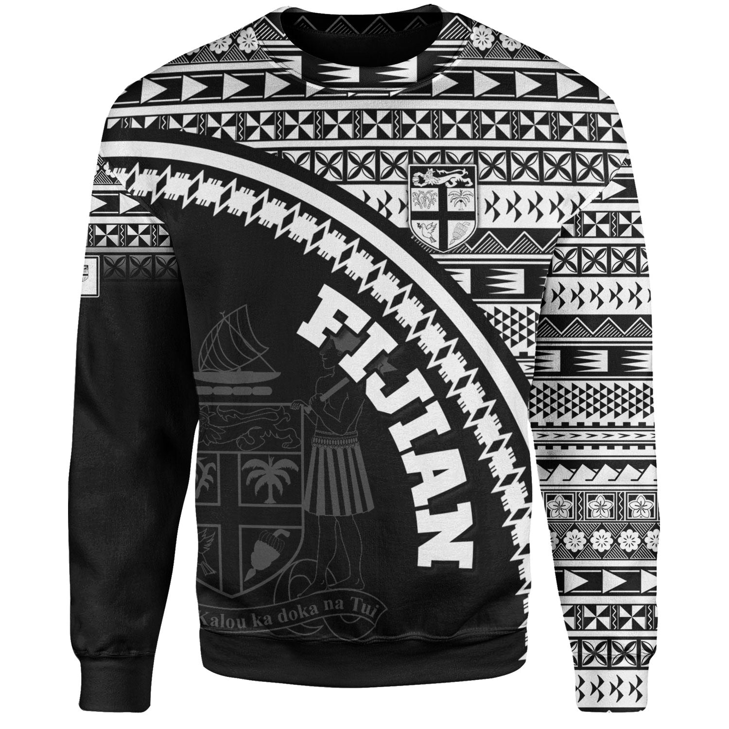 Fiji Custom Personalised Sweatshirt Fijian Kesakesa Masi Patterns Curve Style