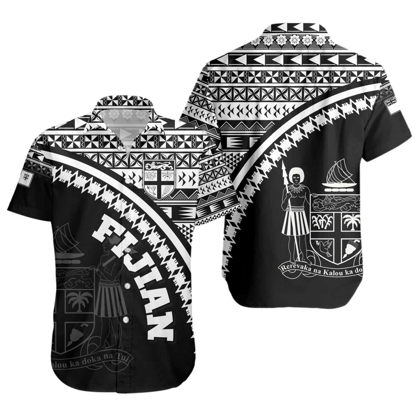 Fiji Custom Personalised Short Sleeve Shirt Fijian Kesakesa Masi Patterns Curve Style