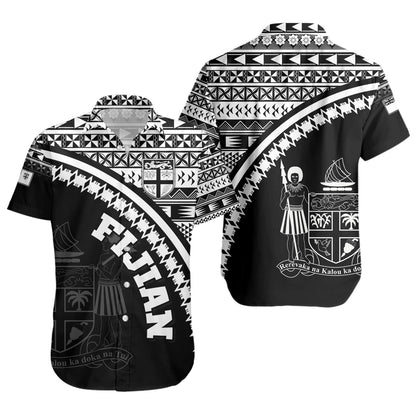 Fiji Custom Personalised Short Sleeve Shirt Fijian Kesakesa Masi Patterns Curve Style