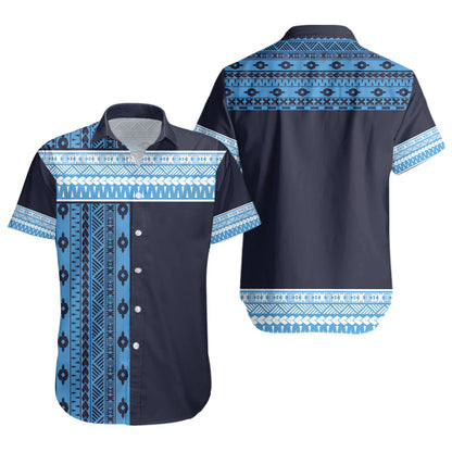 Fiji Short Sleeve Shirt Fijian Makare And Tapa Design