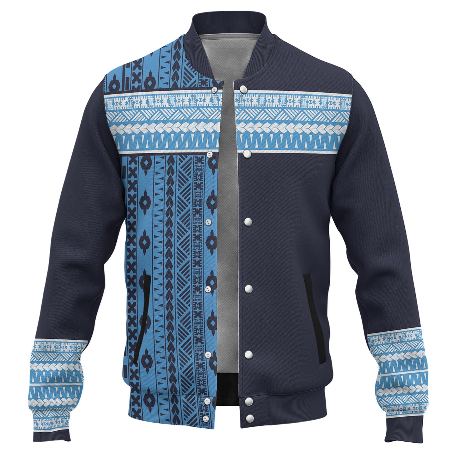 Fiji Baseball Jacket Fijian Makare And Tapa Design