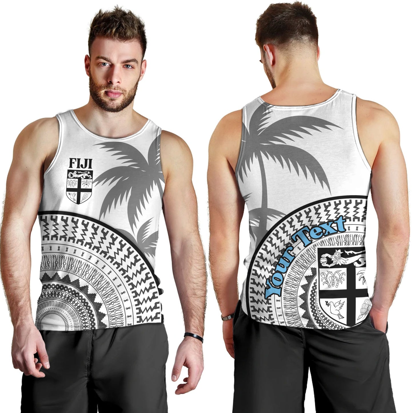 Fiji Custom Personalised Tank Top Fijian Masi Palm Curve Style