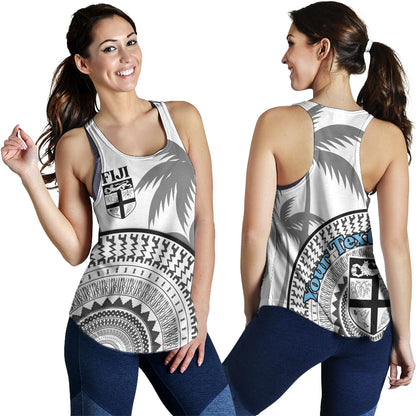 Fiji Custom Personalised Women Tank Fijian Masi Palm Curve Style