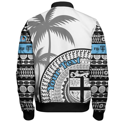 Fiji Custom Personalised Bomber Jacket Fijian Masi Palm Curve Style