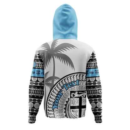 Fiji Custom Personalised Hoodie Fijian Masi Palm Curve Style