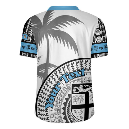 Fiji Custom Personalised Rugby Jersey Fijian Masi Palm Curve Style