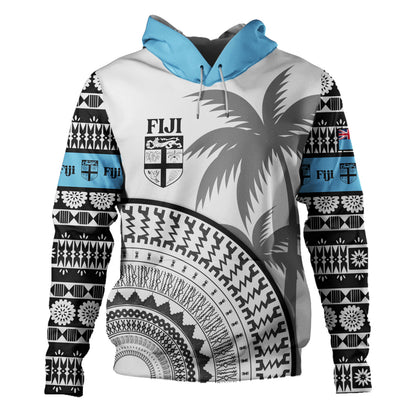 Fiji Custom Personalised Hoodie Fijian Masi Palm Curve Style
