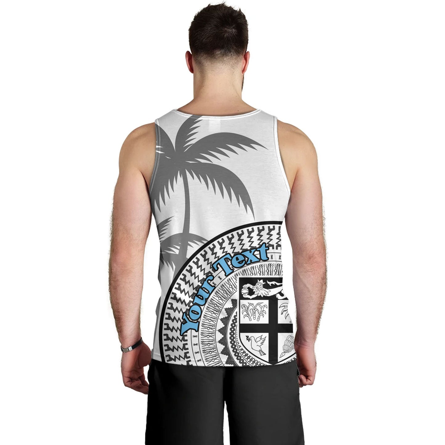 Fiji Custom Personalised Tank Top Fijian Masi Palm Curve Style
