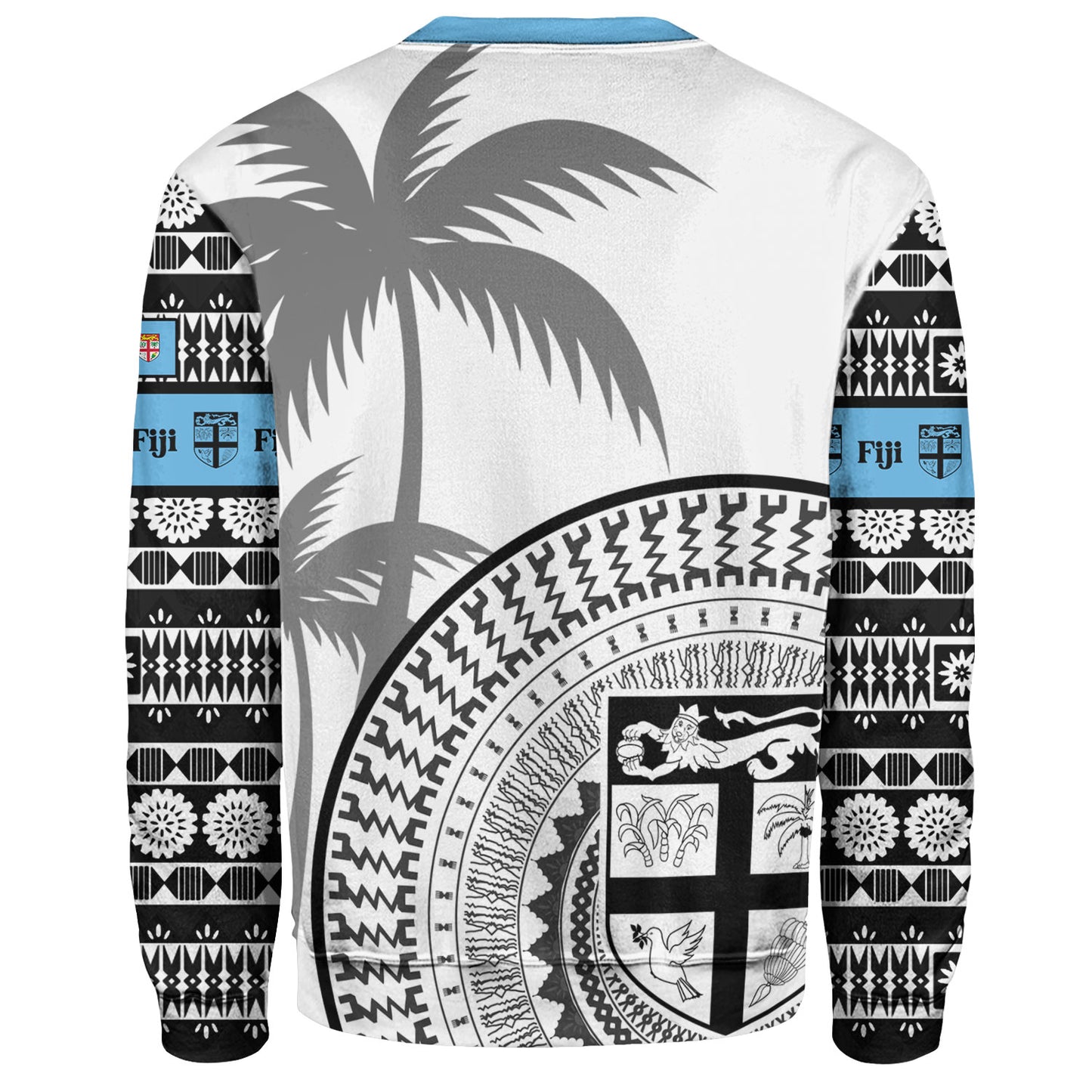 Fiji Custom Personalised Sweatshirt Fijian Masi Palm Curve Style