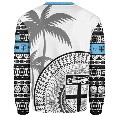 Fiji Custom Personalised Sweatshirt Fijian Masi Palm Curve Style