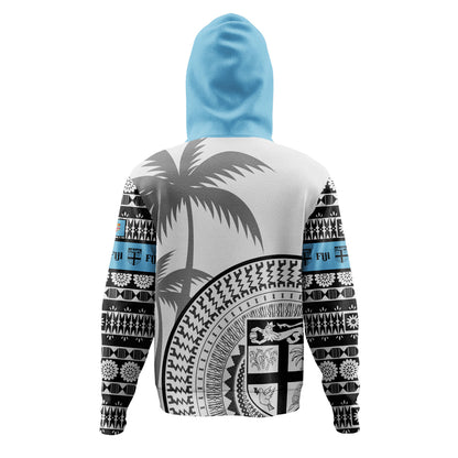 Fiji Custom Personalised Hoodie Fijian Masi Palm Curve Style