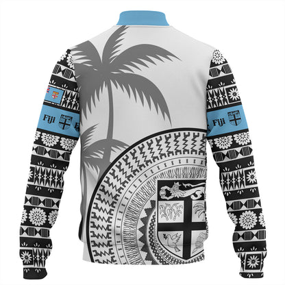 Fiji Custom Personalised Baseball Jacket Fijian Masi Palm Curve Style