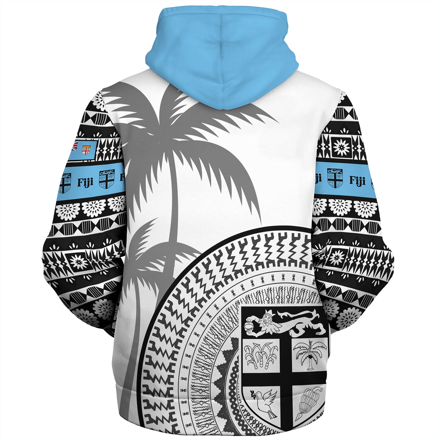 Fiji Custom Personalised Sherpa Hoodie Fijian Masi Palm Curve Style