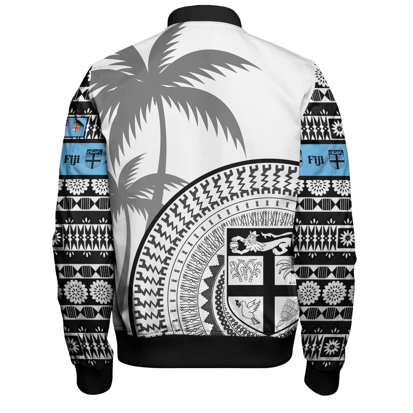 Fiji Custom Personalised Bomber Jacket Fijian Masi Palm Curve Style