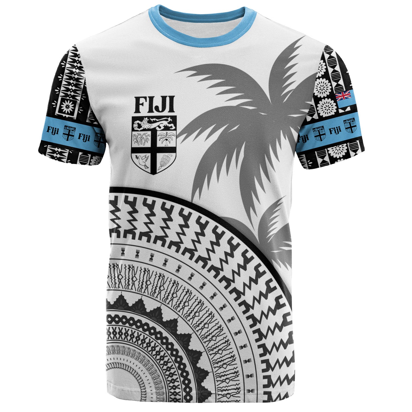 Fiji Custom Personalised T-Shirt Fijian Masi Palm Curve Style