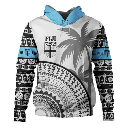 Fiji Custom Personalised Hoodie Fijian Masi Palm Curve Style
