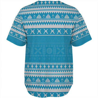 Fiji Baseball Shirt Fijian Masi Pattern Palm Style