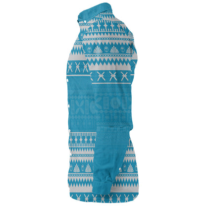 Fiji Long Sleeve Shirt Fijian Masi Pattern Palm Style