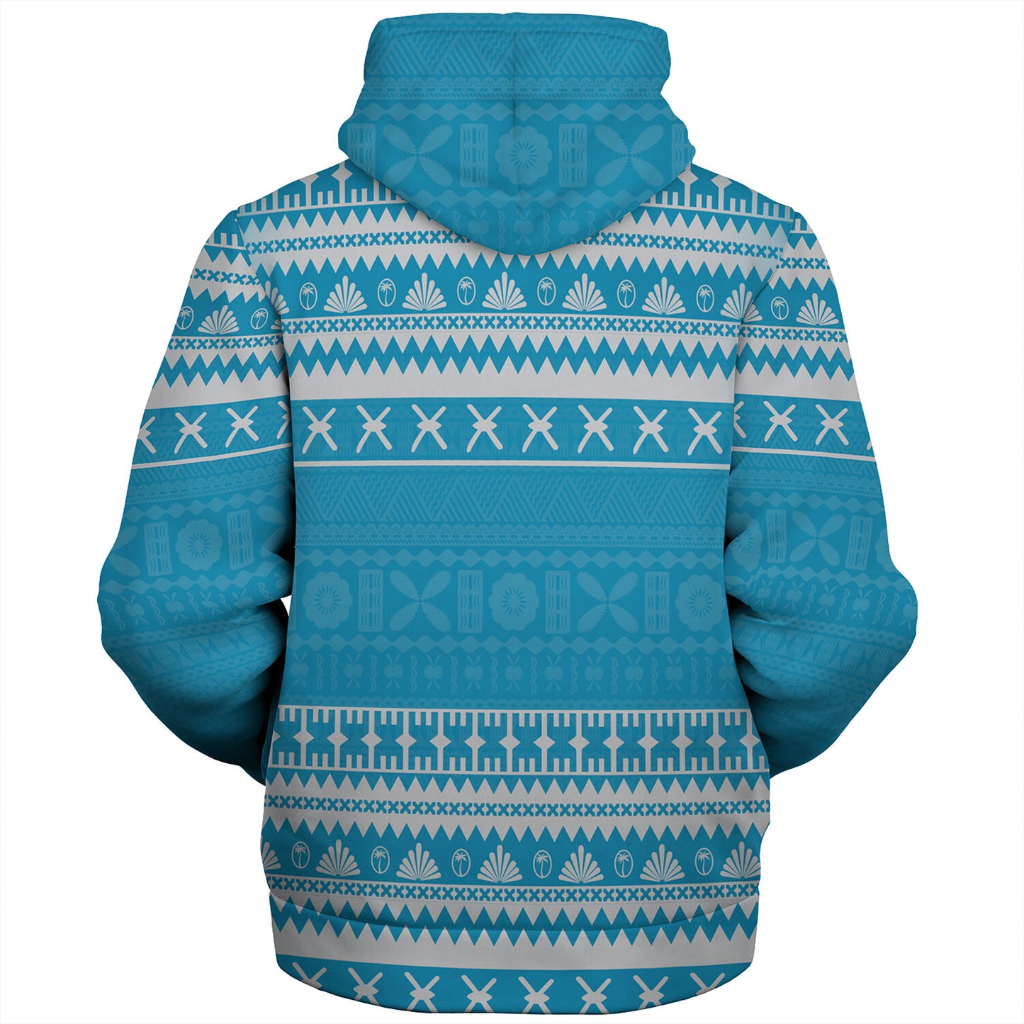 Fiji Sherpa Hoodie Fijian Masi Pattern Palm Style