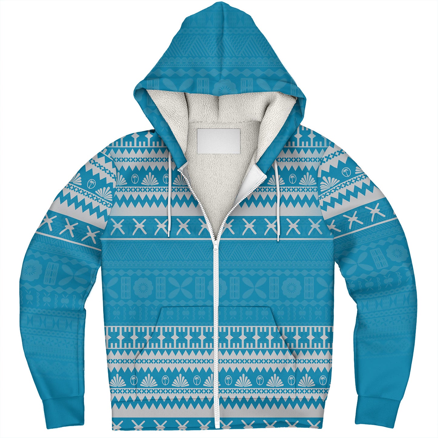Fiji Sherpa Hoodie Fijian Masi Pattern Palm Style