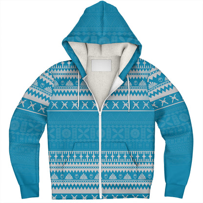 Fiji Sherpa Hoodie Fijian Masi Pattern Palm Style