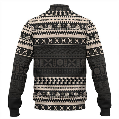 Fiji Baseball Jacket Fijian Masi Pattern Palm Style