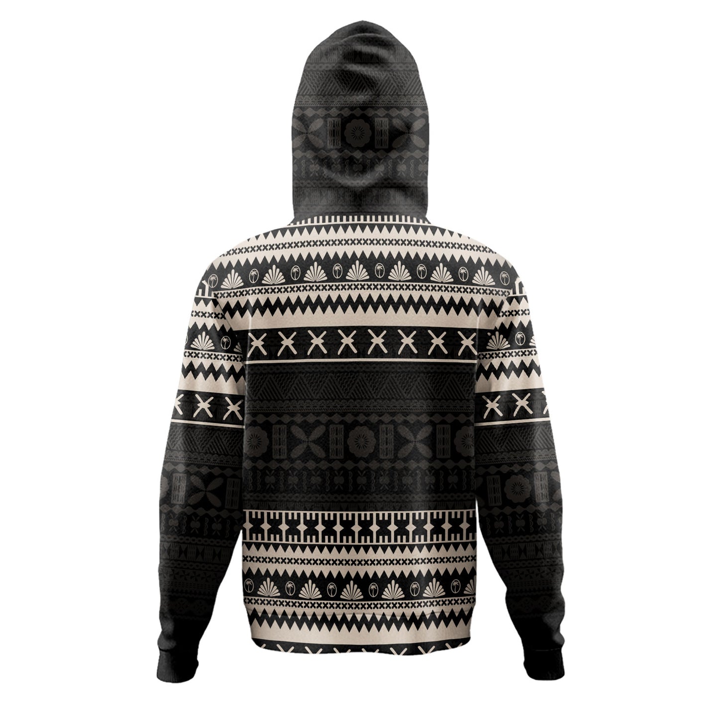 Fiji Hoodie Fijian Masi Pattern Palm Style