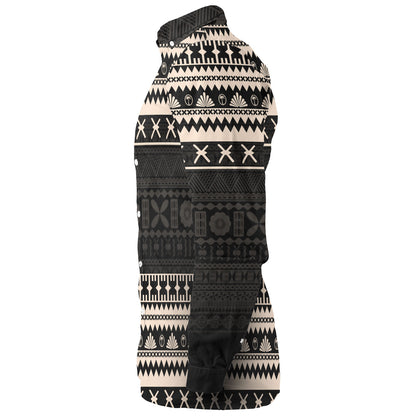 Fiji Long Sleeve Shirt Fijian Masi Pattern Palm Style