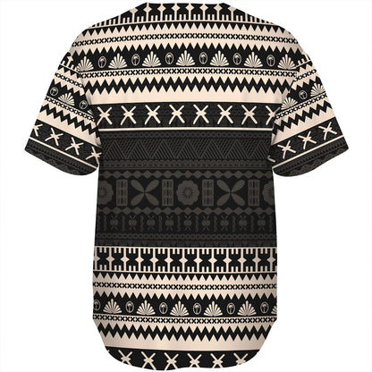 Fiji Baseball Shirt Fijian Masi Pattern Palm Style