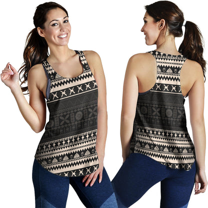 Fiji Women Tank Fijian Masi Pattern Palm Style