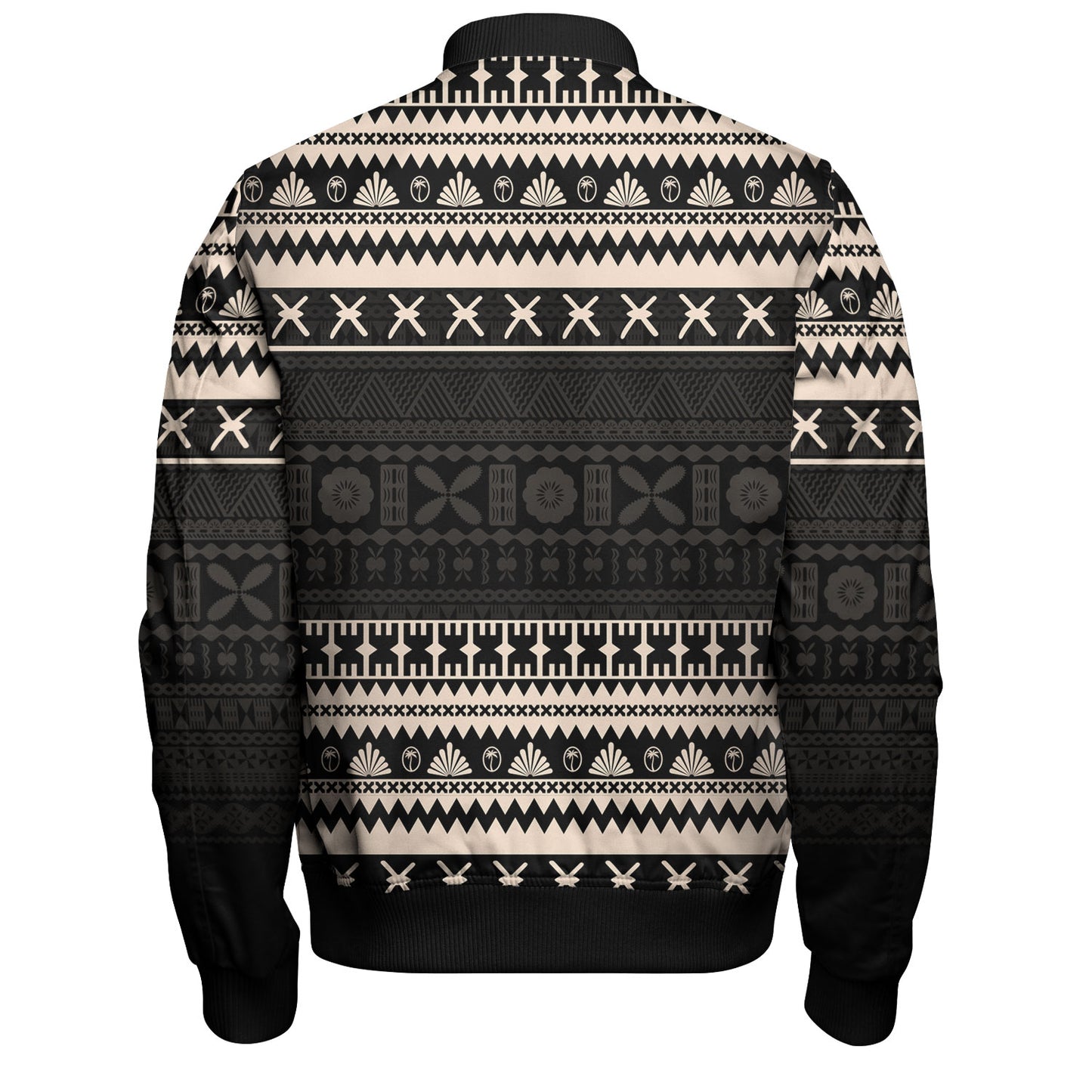 Fiji Bomber Jacket Fijian Masi Pattern Palm Style
