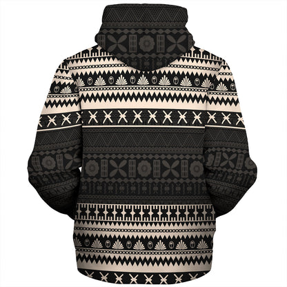 Fiji Sherpa Hoodie Fijian Masi Pattern Palm Style