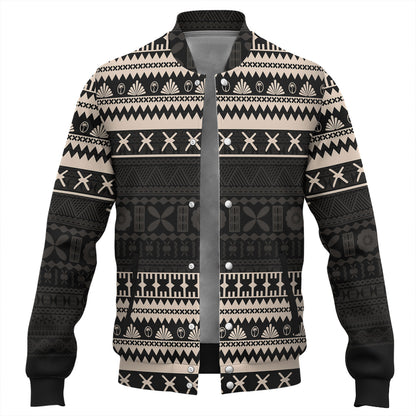 Fiji Baseball Jacket Fijian Masi Pattern Palm Style