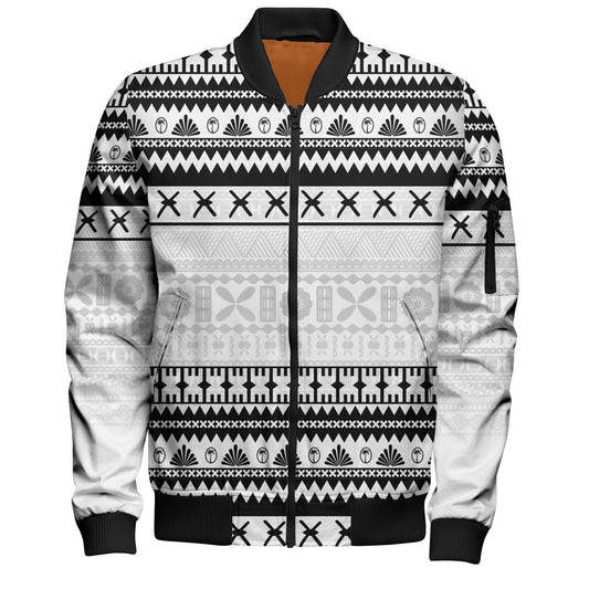 Fiji Bomber Jacket Fijian Masi Pattern Palm Style