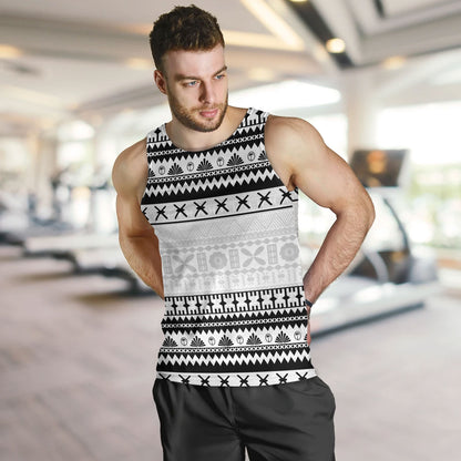Fiji Tank Top Fijian Masi Pattern Palm Style