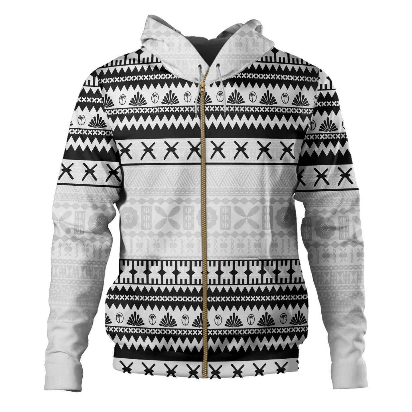 Fiji Hoodie Fijian Masi Pattern Palm Style