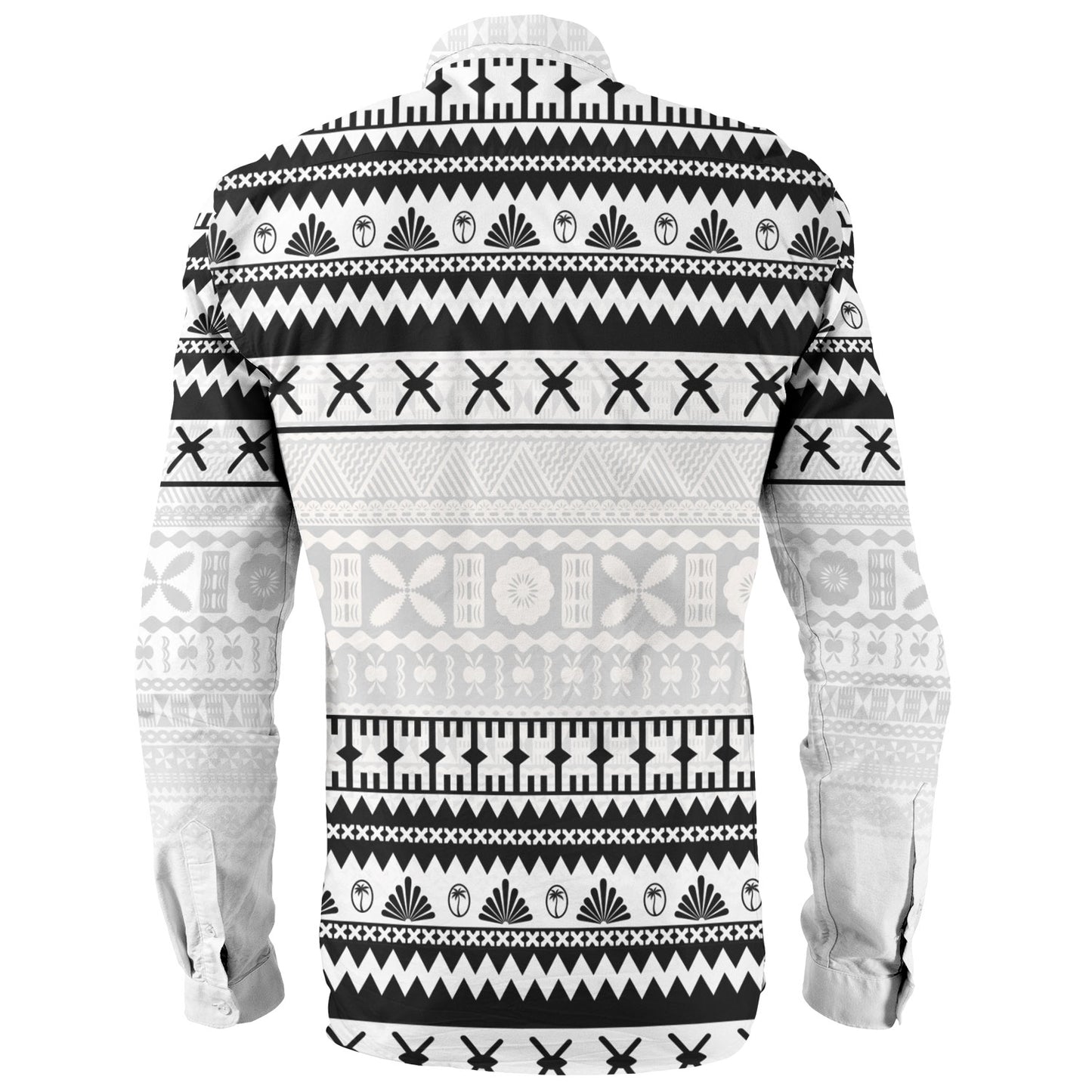 Fiji Long Sleeve Shirt Fijian Masi Pattern Palm Style