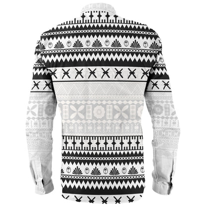 Fiji Long Sleeve Shirt Fijian Masi Pattern Palm Style