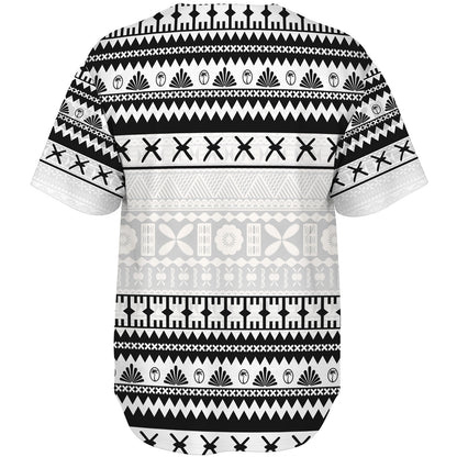 Fiji Baseball Shirt Fijian Masi Pattern Palm Style
